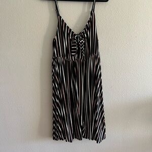 Torrid Black and White Striped Dress with Red Accents